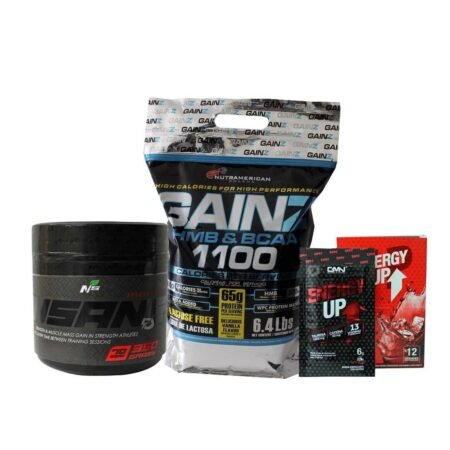 PROTEÍNA GAINZ 6.4 LIBRAS + CREATINA INSANE 350 GRAMOS + CAJA ENERGY UP 12 SOBRES