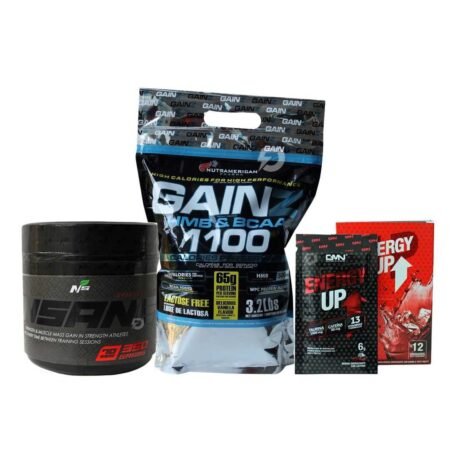 PROTEÍNA GAINZ 3.2 LIBRAS + CREATINA INSANE 350 GRAMOS + CAJA ENERGY UP 12 SOBRES