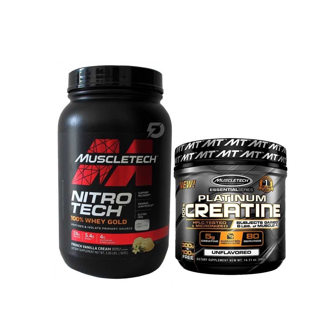 PROTEÍNA NITRO TECH 2 LIBRAS + CREATINA PLATINUM MUSCLETECH 400 GRAMOS